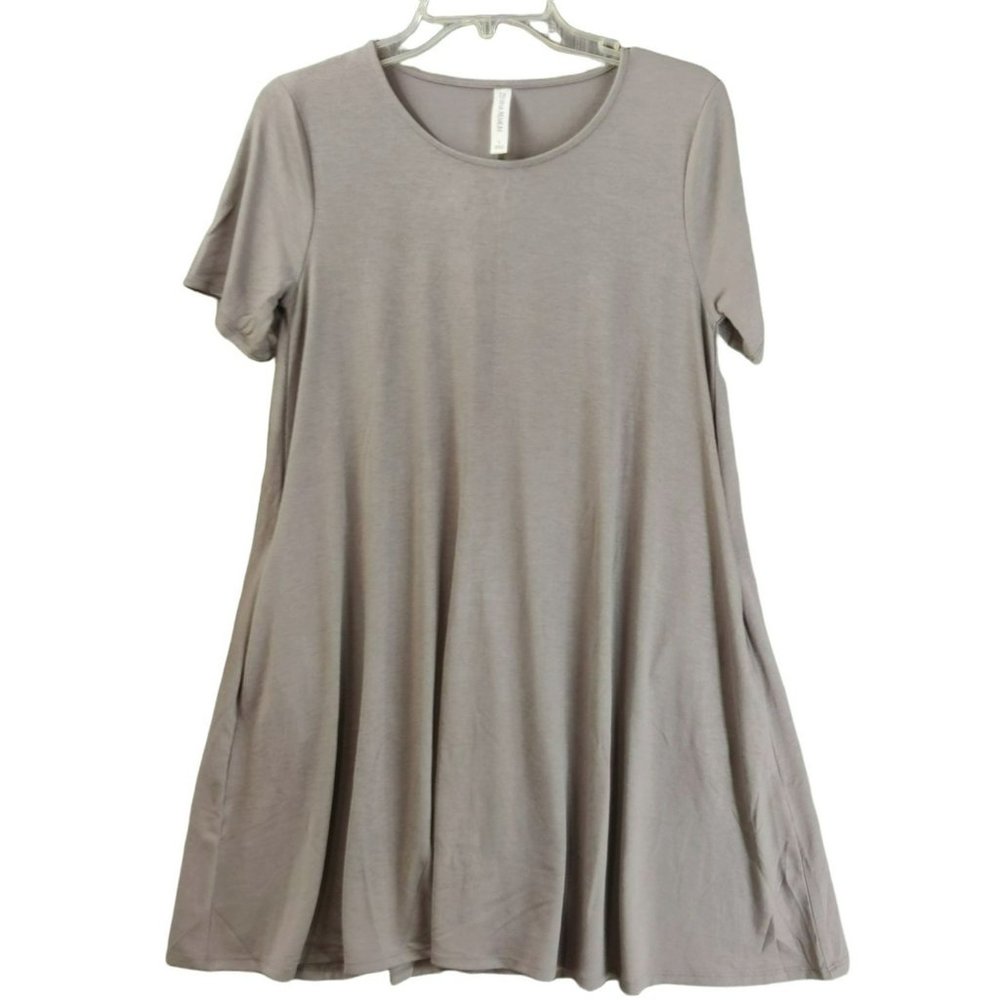 Zenana Premium Women's Size Large Grey Tunic Flare Midi Pockets